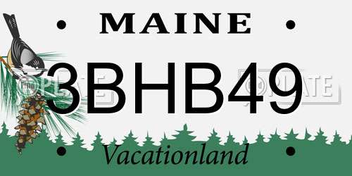 3BHB49 Maine License Plate