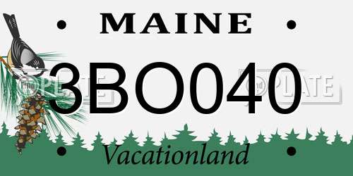 3BO040 Maine License Plate