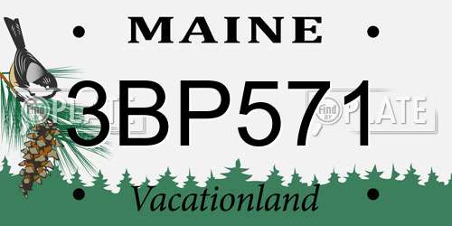 3BP571 Maine License Plate