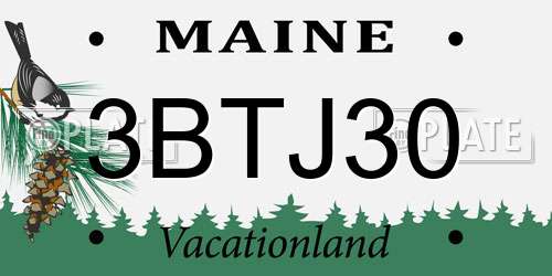 3BTJ30 Maine License Plate