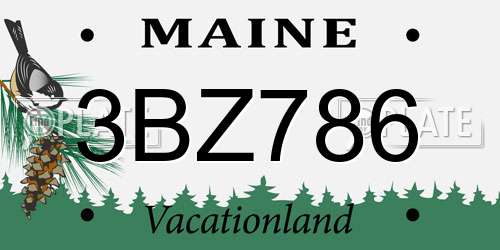 3BZ786 Maine License Plate