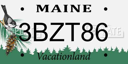 3BZT86 Maine License Plate