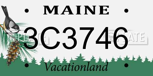 3C3746 Maine License Plate