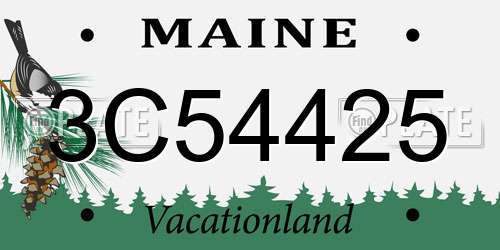 3C54425 Maine License Plate