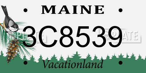 3C8539 Maine License Plate