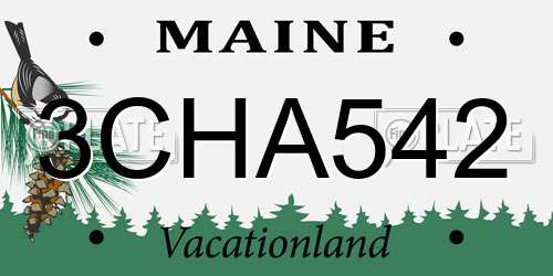 3CHA542 Maine License Plate