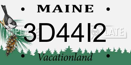 3D44I2 Maine License Plate