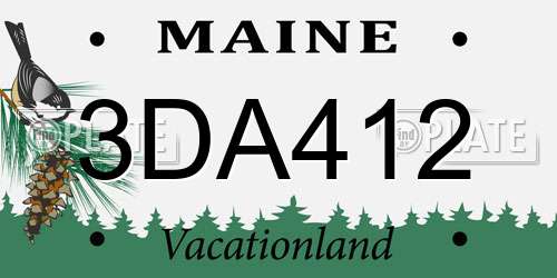 3DA412 Maine License Plate