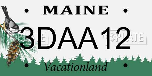 3DAA12 Maine License Plate