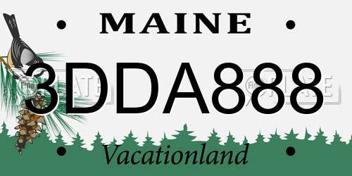 3DDA888 Maine License Plate