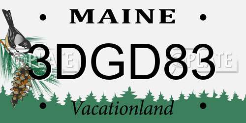 3DGD83 Maine License Plate