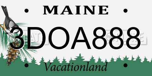 3DOA888 Maine License Plate
