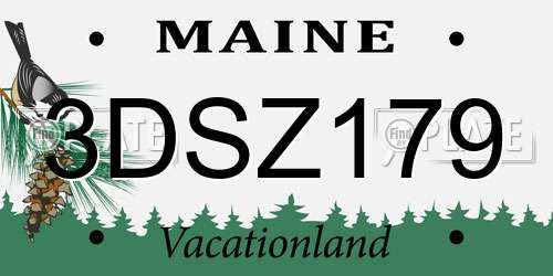 3DSZ179 Maine License Plate