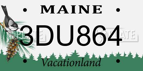3DU864 Maine License Plate