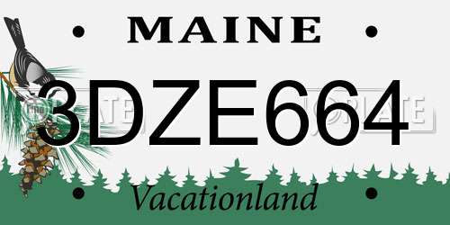3DZE664 Maine License Plate