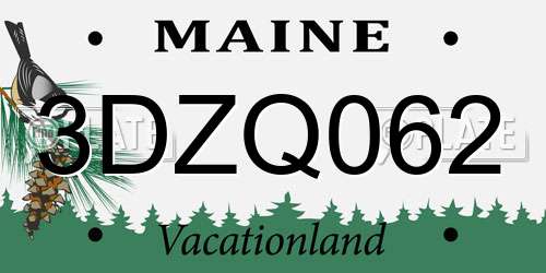 3DZQ062 Maine License Plate