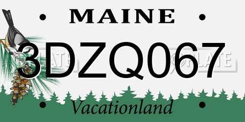 3DZQ067 Maine License Plate