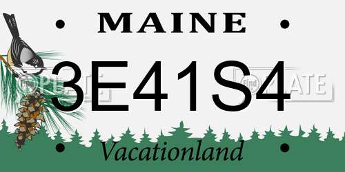3E41S4 Maine License Plate