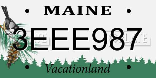 3EEE987 Maine License Plate