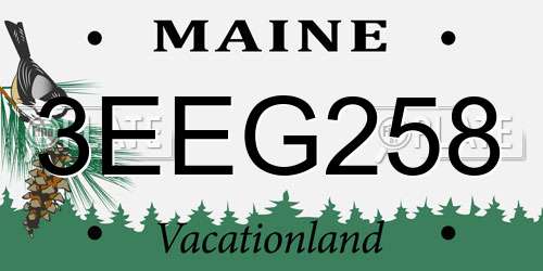 3EEG258 Maine License Plate