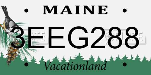 3EEG288 Maine License Plate