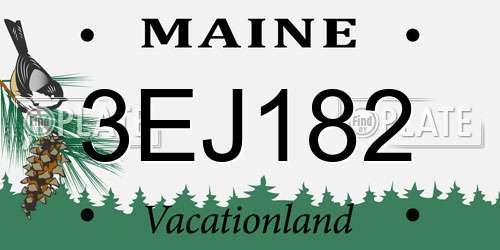3EJ182 Maine License Plate