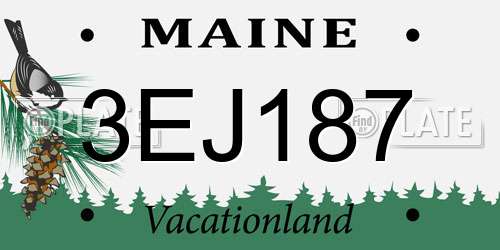 3EJ187 Maine License Plate
