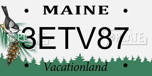 3ETV87 Maine License Plate