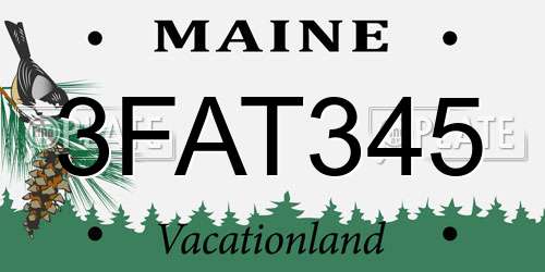 3FAT345 Maine License Plate