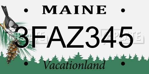 3FAZ345 Maine License Plate