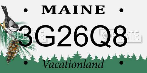 3G26Q8 Maine License Plate