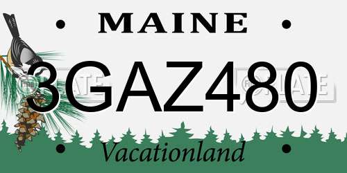 3GAZ480 Maine License Plate