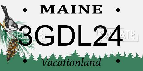 3GDL24 Maine License Plate