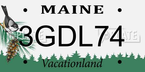 3GDL74 Maine License Plate