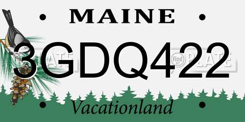 3GDQ422 Maine License Plate