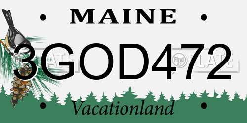 3GOD472 Maine License Plate