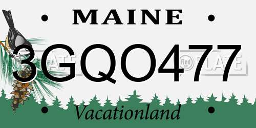 3GQO477 Maine License Plate