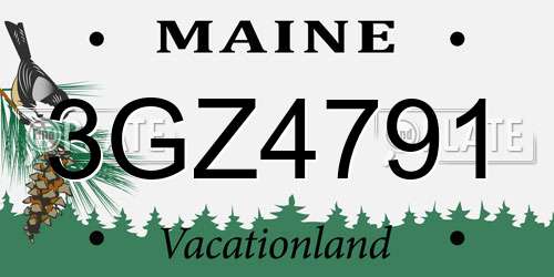 3GZ4791 Maine License Plate