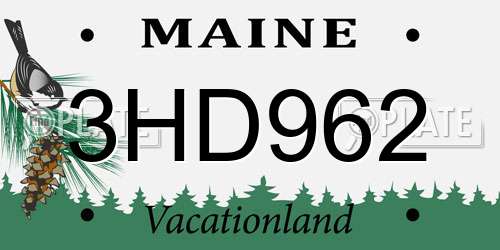 3HD962 Maine License Plate