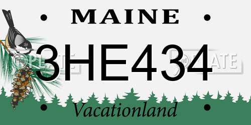 3HE434 Maine License Plate
