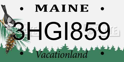 3HGI859 Maine License Plate