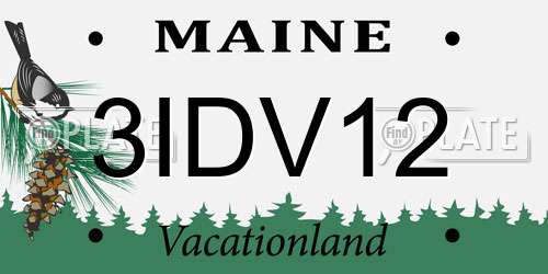 3IDV12 Maine License Plate