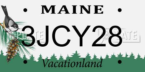 3JCY28 Maine License Plate