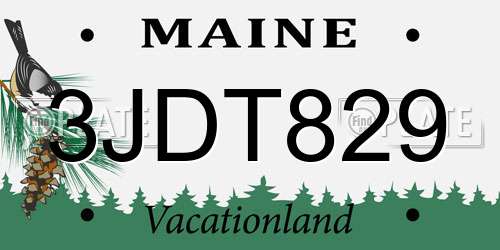 3JDT829 Maine License Plate