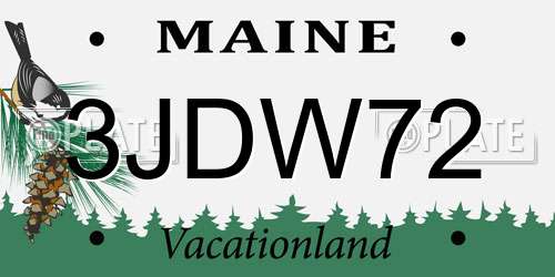 3JDW72 Maine License Plate