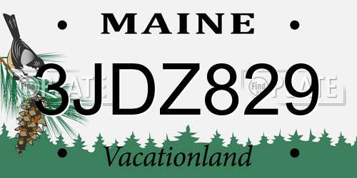 3JDZ829 Maine License Plate