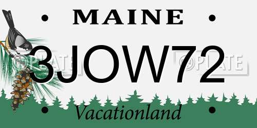 3JOW72 Maine License Plate