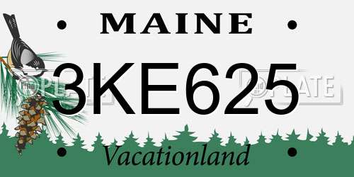3KE625 Maine License Plate