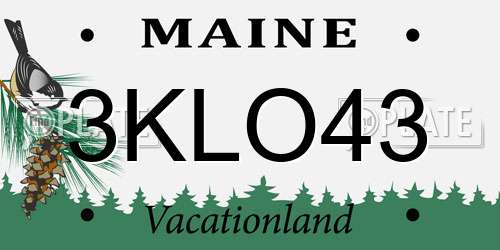 3KLO43 Maine License Plate