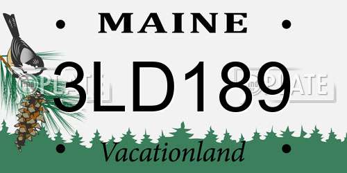 3LD189 Maine License Plate
